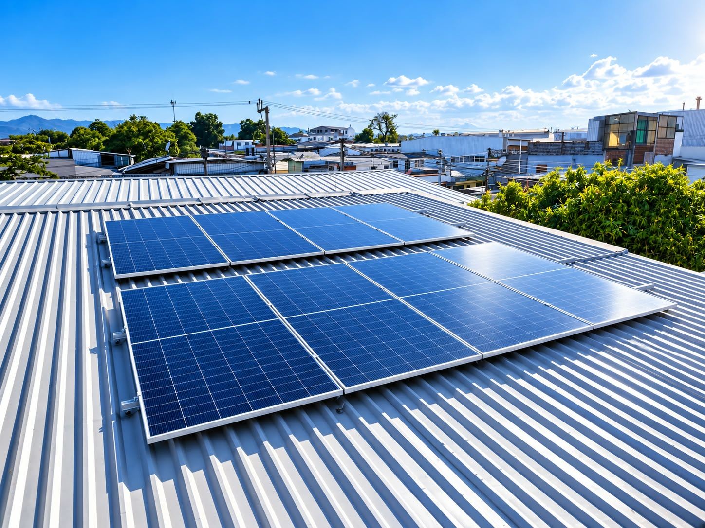 Detalle de los paneles solares del aserradero